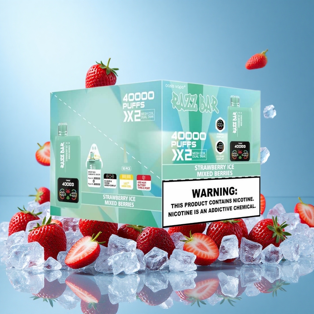 Razz Bar 40000 Пуфове Ягоди Лед_Смесени Ягоди Мощен Екран 650 Mah Bulgaria vape wholesale