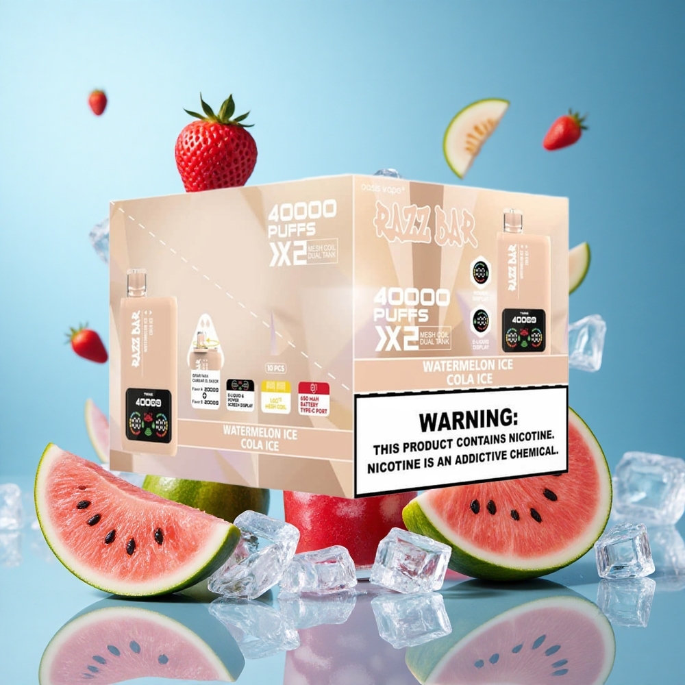 Razz Bar 40000 Пуфове Воден Диня_Кола Лед Екран за Мощност Bulgaria vape wholesale