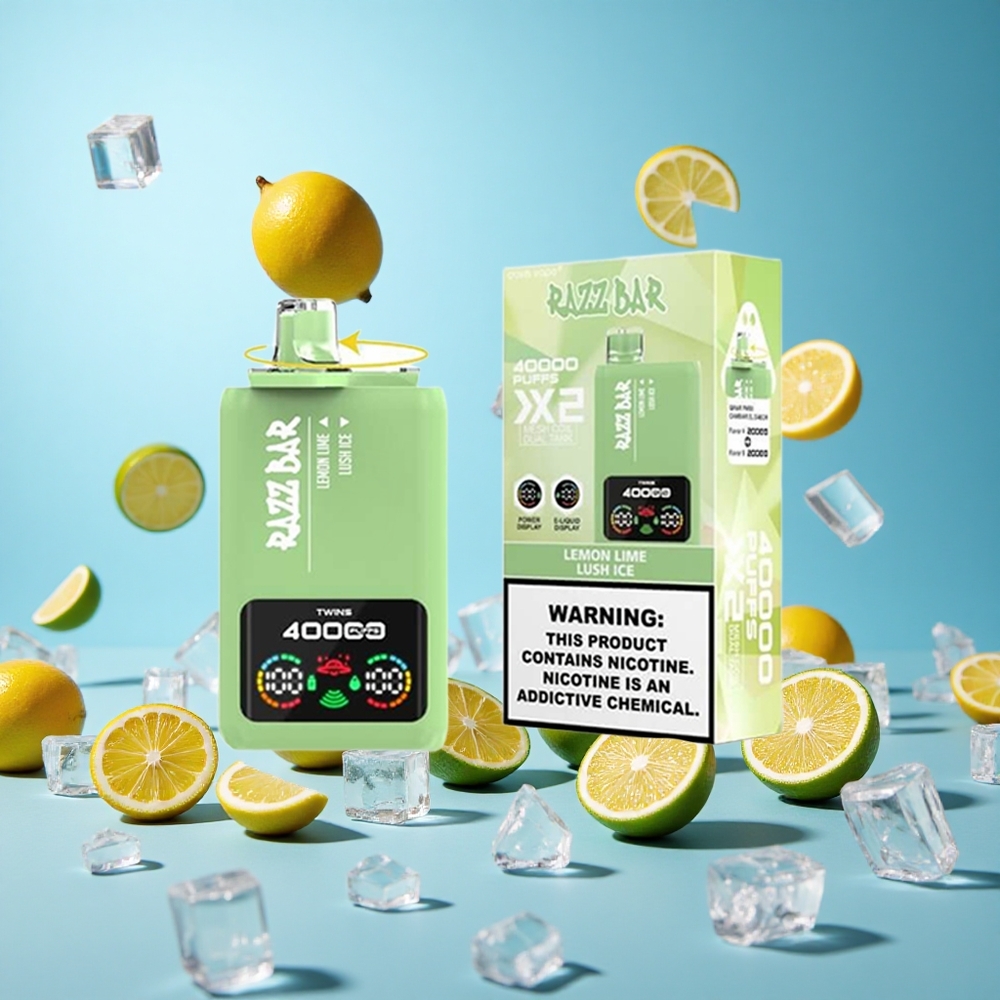 Razz Bar 40000 Пуфове Лимон Лайм_Lush Ice Дисплей с Мощност Bulgaria vape wholesale