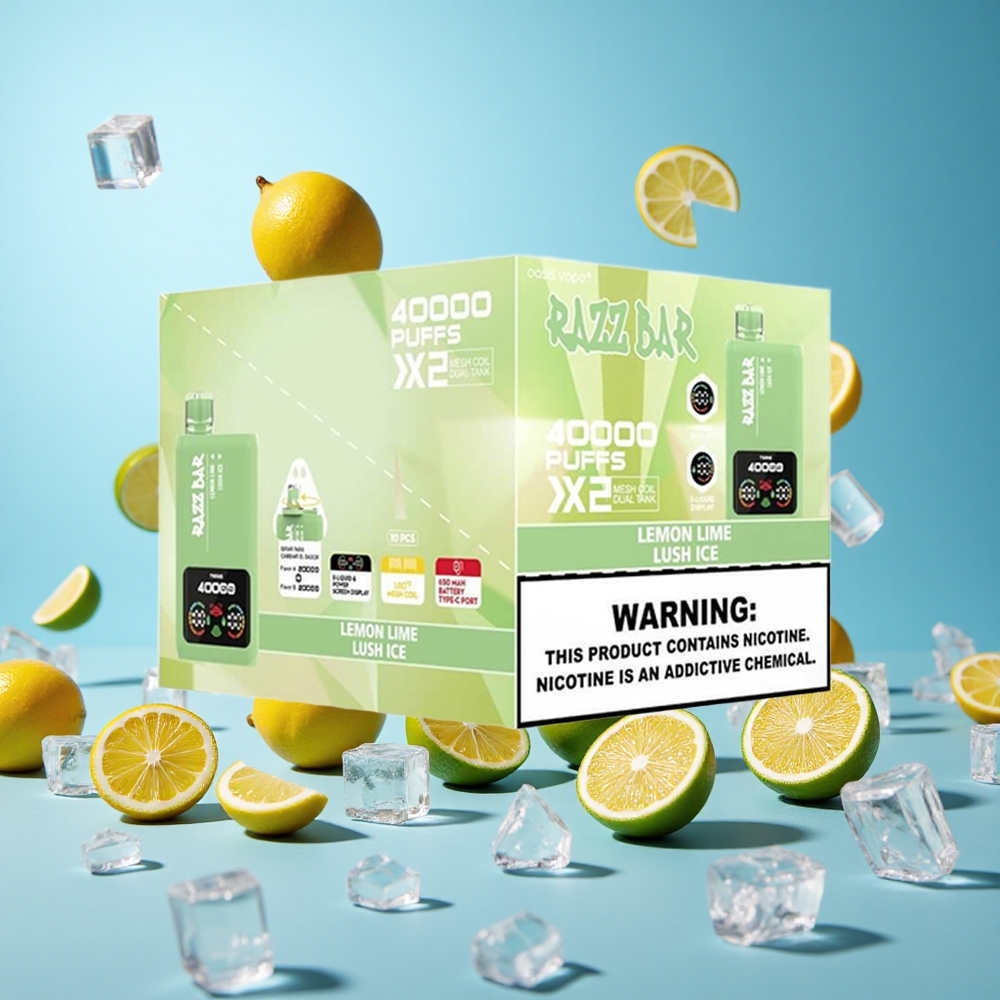 Razz Bar 40000 Пуфове Лимон Лайм_Lush Ice Дисплей с Мощност Bulgaria vape wholesale