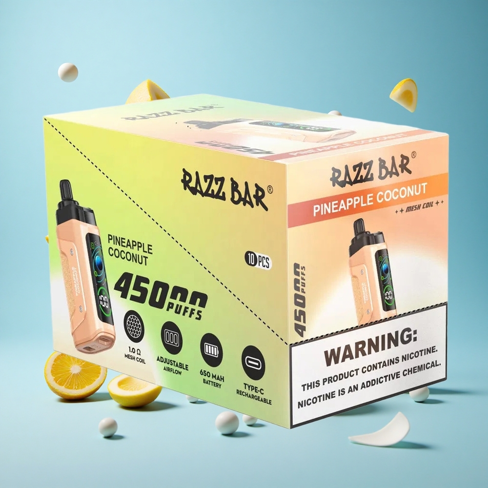Razz Bar 45000 Пуфове 1.0 Ohm Mesh Coil Ананас Кокос Bulgaria vape wholesale