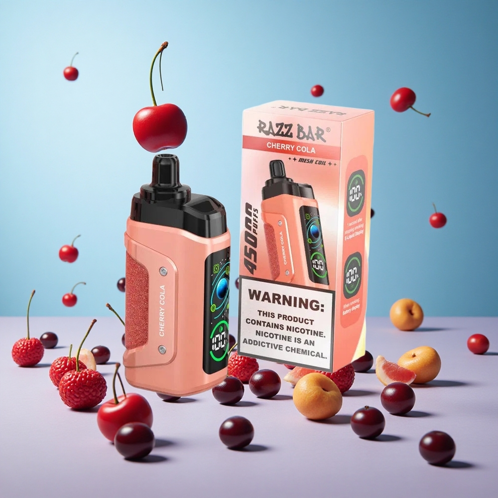 Razz Bar 45000 Пуфове Вишна Кола 1.0 Ohm Mesh Coil Type-C Rechargeable Bulgaria vape wholesale