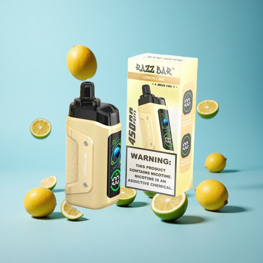 Razz Bar 45000 Пуфове Дезодориращ Вейп Лимон Лайм 1.0 Ohm Мрежова Намотка Type-C Bulgaria vape wholesale