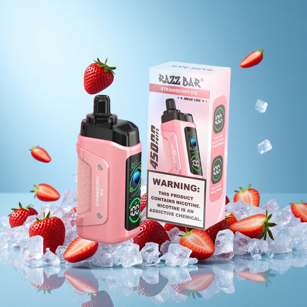 Razz Bar 45000 Пуфове Ягодов Лед Adjustable Airflow Type-C Rechargeable Bulgaria vape wholesale