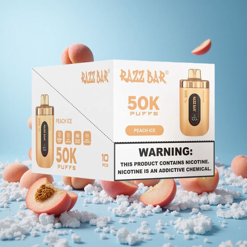 Razz Bar 50K Пуфове Праскова Лед 1.0 Ohm Mesh Coil 650 Mah Battery Bulgaria vape wholesale