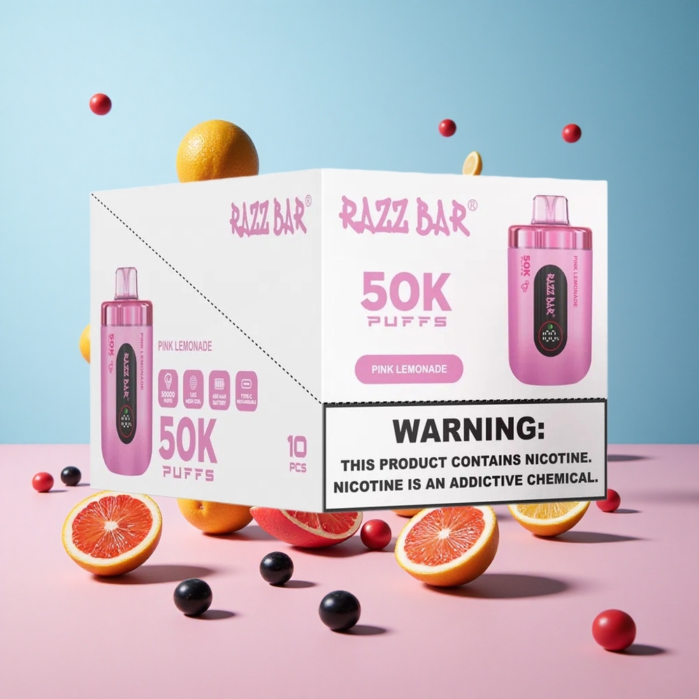 Razz Bar 50K Пуфове Розово лимонада 1.0 Ohm Mesh Coil Type-C Bulgaria vape wholesale