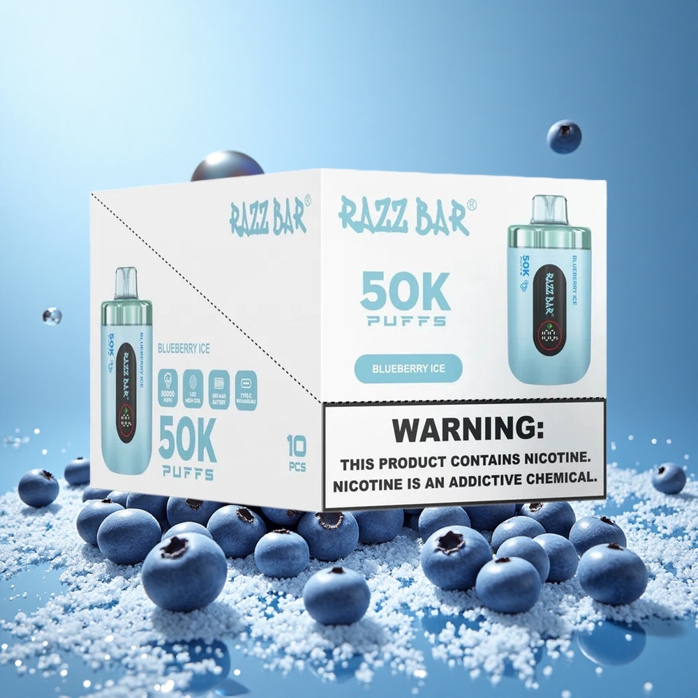 Razz Bar 50K Пуфове Дива Ягода Лед 650 Mah Батерия Bulgaria vape wholesale