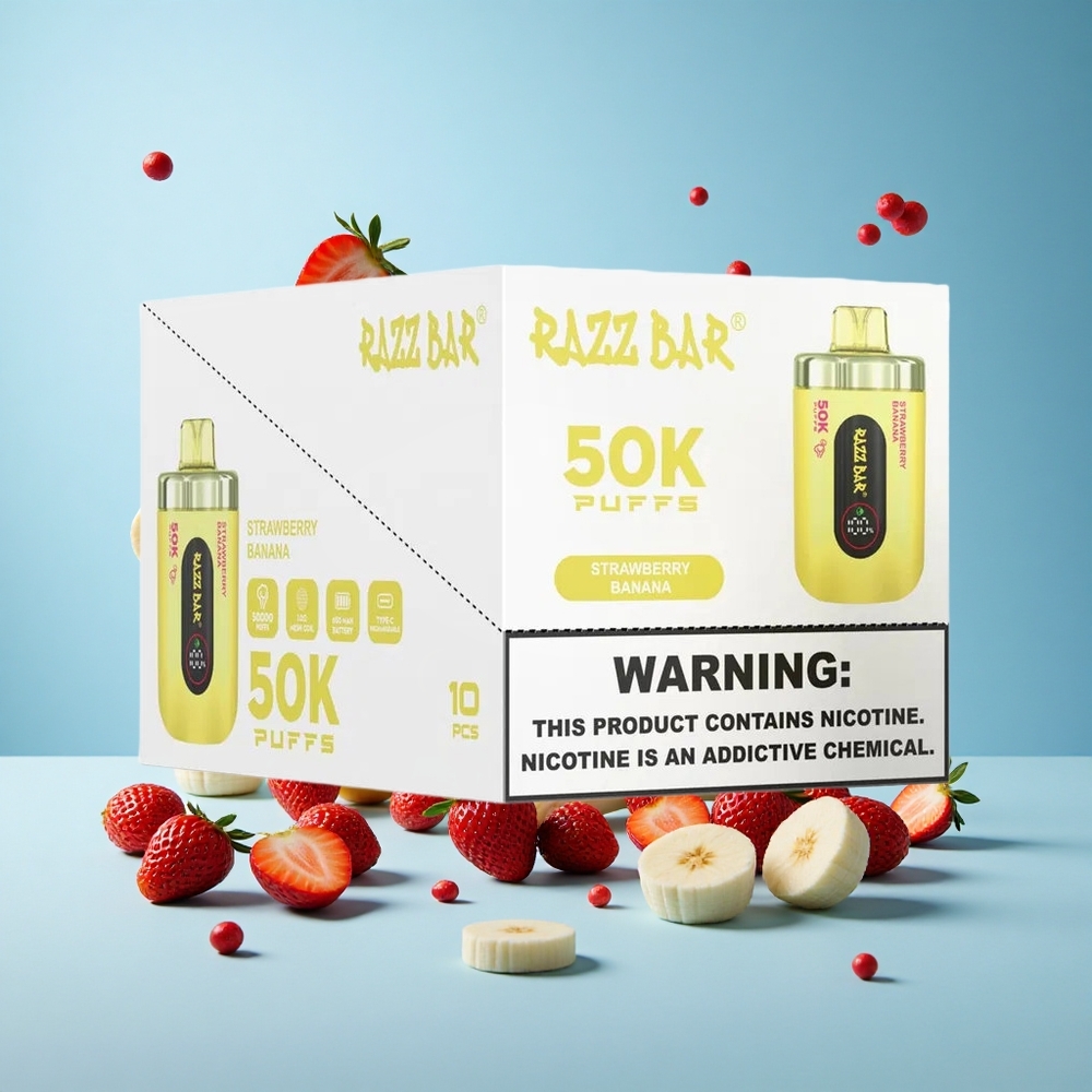 Razz Bar 50K Пуфове Ягода Банан 650mAh Type-C Bulgaria vape wholesale